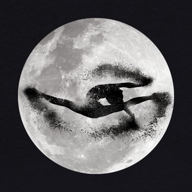 Gymnast jump silhouette and full moon - sand explosion - dance lover / ballet lover / gymnastics lover - gift idea by Vane22april